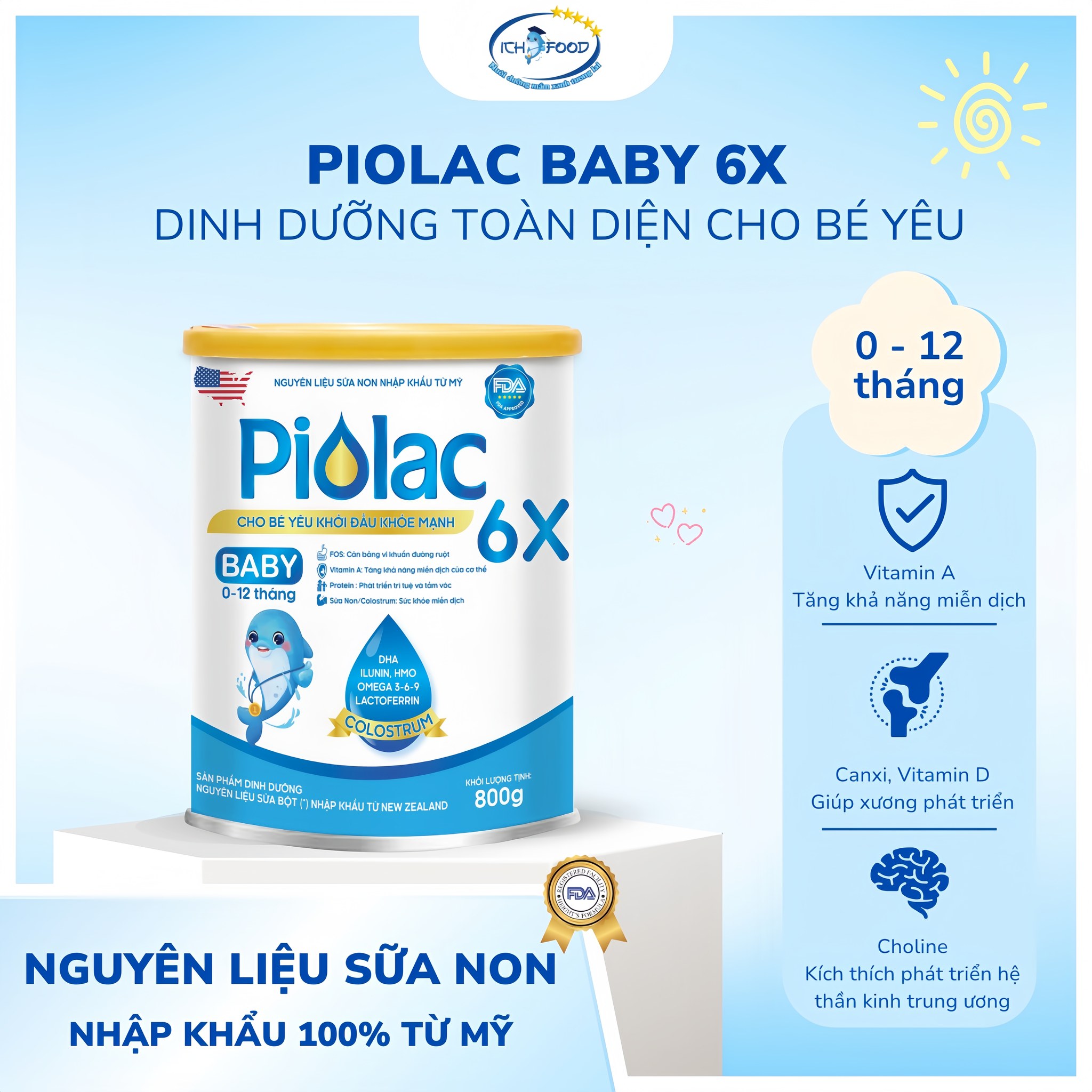 SỮA BỘT PIOLAC BABY 800g